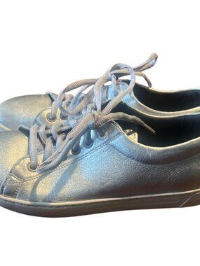 Birkenstock Womens Metallic Silver Sneakers Size 7-7.5 Lace-Up Comfort Casual Sh